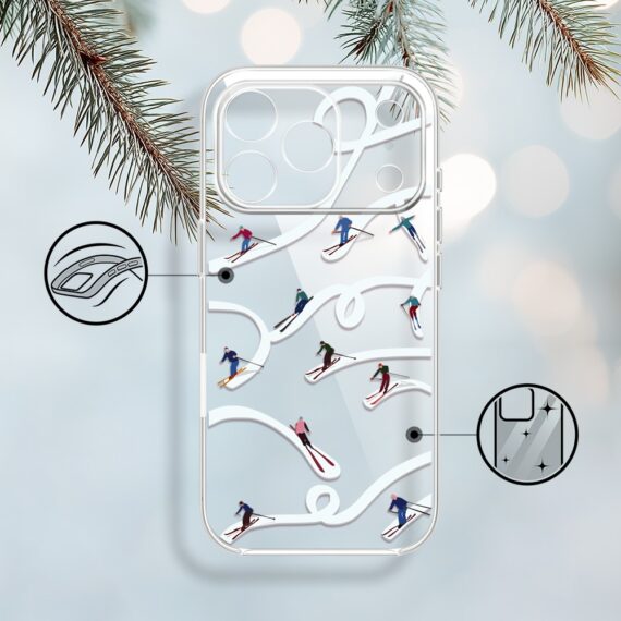 Etui do iPhone 17 Pro Max, Zimowa Magia, Narciarskie wiraże, przeźroczyste1