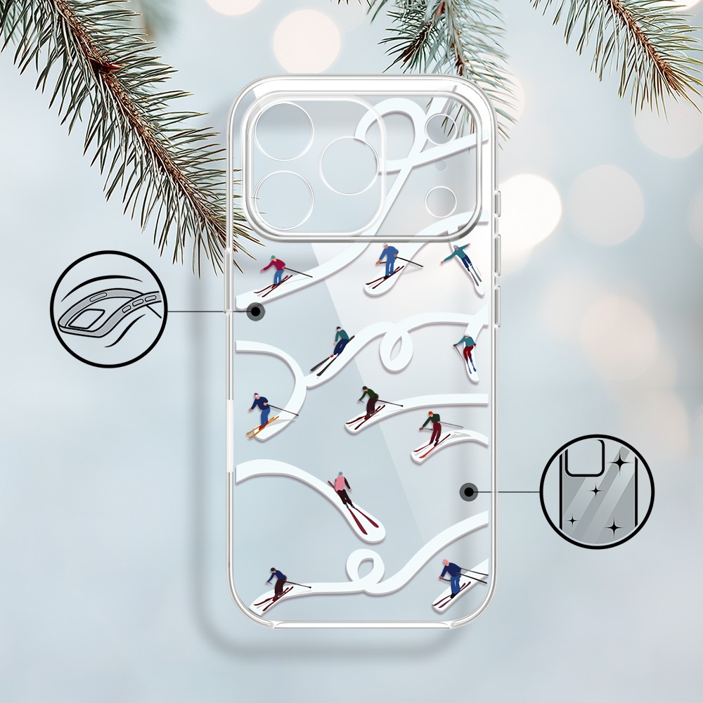 Etui do iPhone 17 Pro Max, Zimowa Magia, Narciarskie wiraże, przeźroczyste1