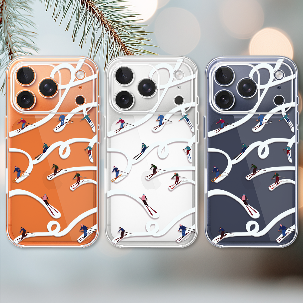 Etui do iPhone 17 Pro Max, Zimowa Magia, Narciarskie wiraże, przeźroczyste2