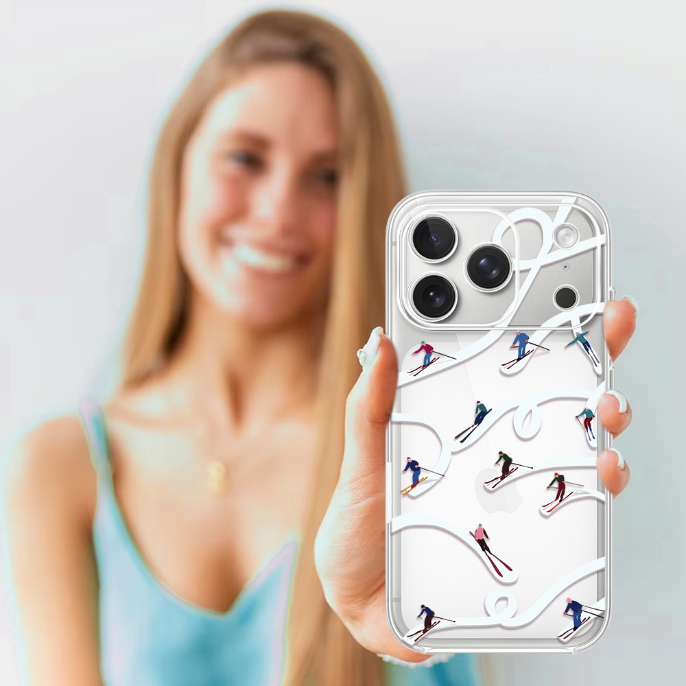 Etui do iPhone 17 Pro Max, Zimowa Magia, Narciarskie wiraże, przeźroczyste4