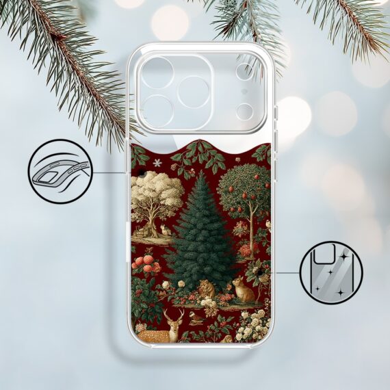 Etui do iPhone 17 Pro Max, Zimowa Magia, Świąteczny las, przeźroczyste1