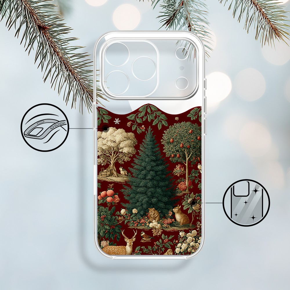 Etui do iPhone 17 Pro Max, Zimowa Magia, Świąteczny las, przeźroczyste1