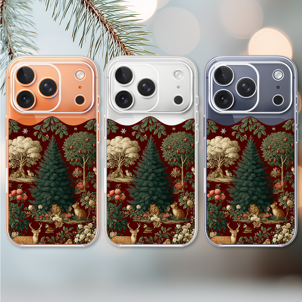 Etui do iPhone 17 Pro Max, Zimowa Magia, Świąteczny las, przeźroczyste2