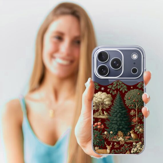 Etui do iPhone 17 Pro Max, Zimowa Magia, Świąteczny las, przeźroczyste4