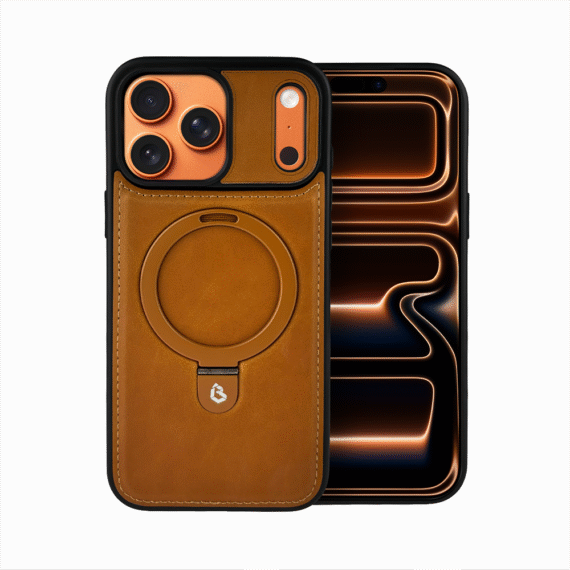 Etui do iPhone 17 Pro Slim Leather MagSafe Stand z podstawką, brązowe (7)