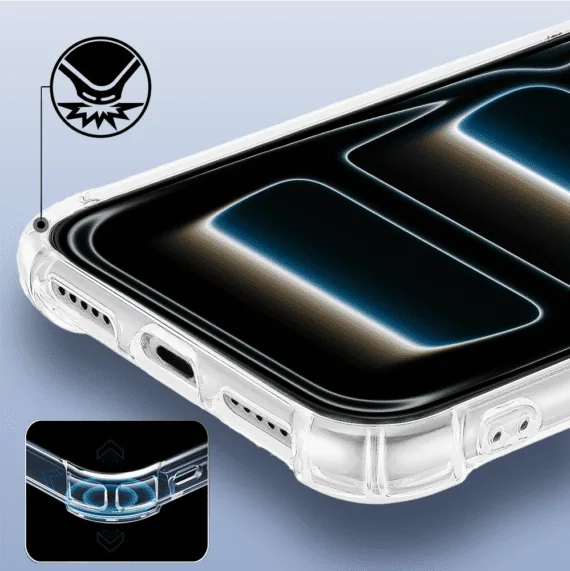 Etui do iPhone 17 Pro pancerne anti-shock ze wzmocnionymi krawędziami, przeźroczyste (3)