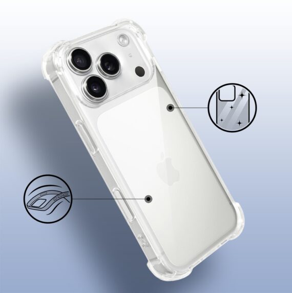Etui do iPhone 17 Pro pancerne anti-shock ze wzmocnionymi krawędziami, przeźroczyste (5)