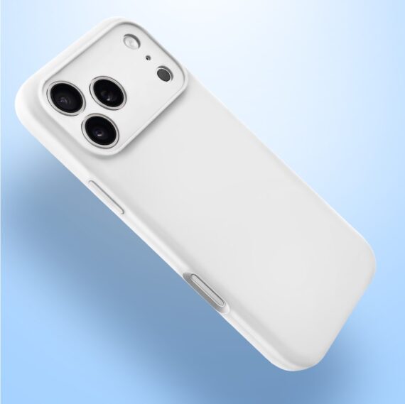 Etui do iPhone 17 Pro silikonowe z mikrofibrą soft touch z osłoną na aparat, białe alabastrowe (1)