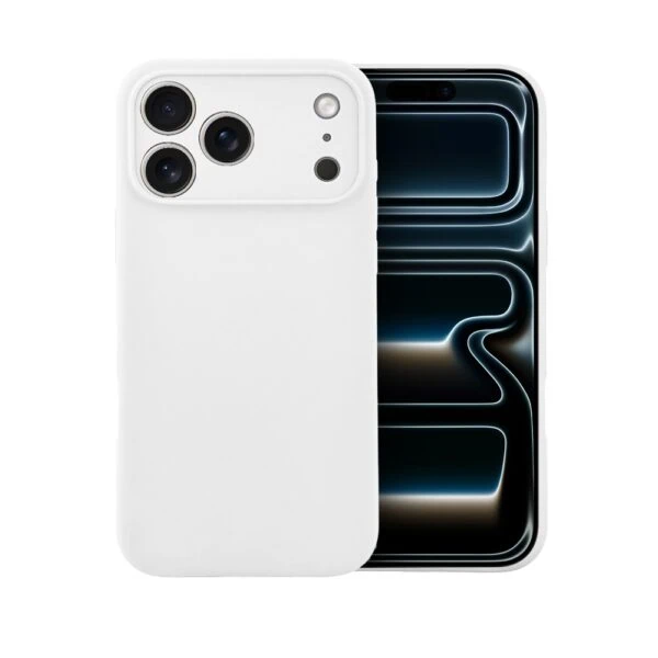 Etui do iPhone 17 Pro Max silikonowe z mikrofibrą soft touch z osłoną na aparat, białe alabastrowe