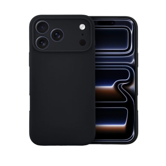 Etui do iPhone 17 Pro silikonowe z mikrofibrą soft touch z osłoną na aparat, czarne (6)