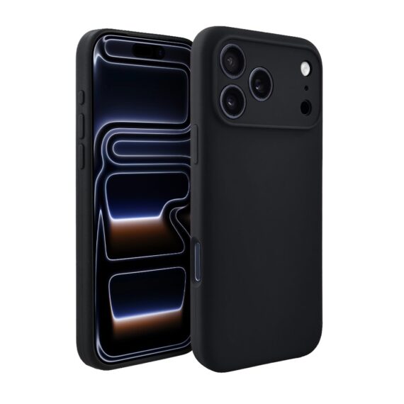 Etui do iPhone 17 Pro silikonowe z mikrofibrą soft touch z osłoną na aparat, czarne (7)