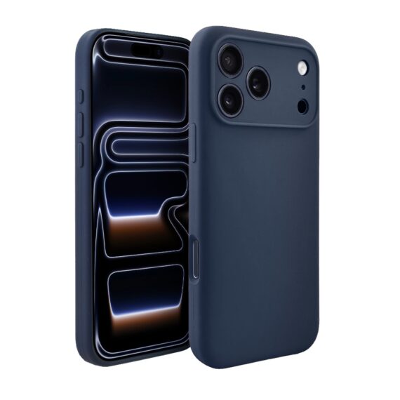 Etui do iPhone 17 Pro silikonowe z mikrofibrą soft touch z osłoną na aparat, granatowe (7)