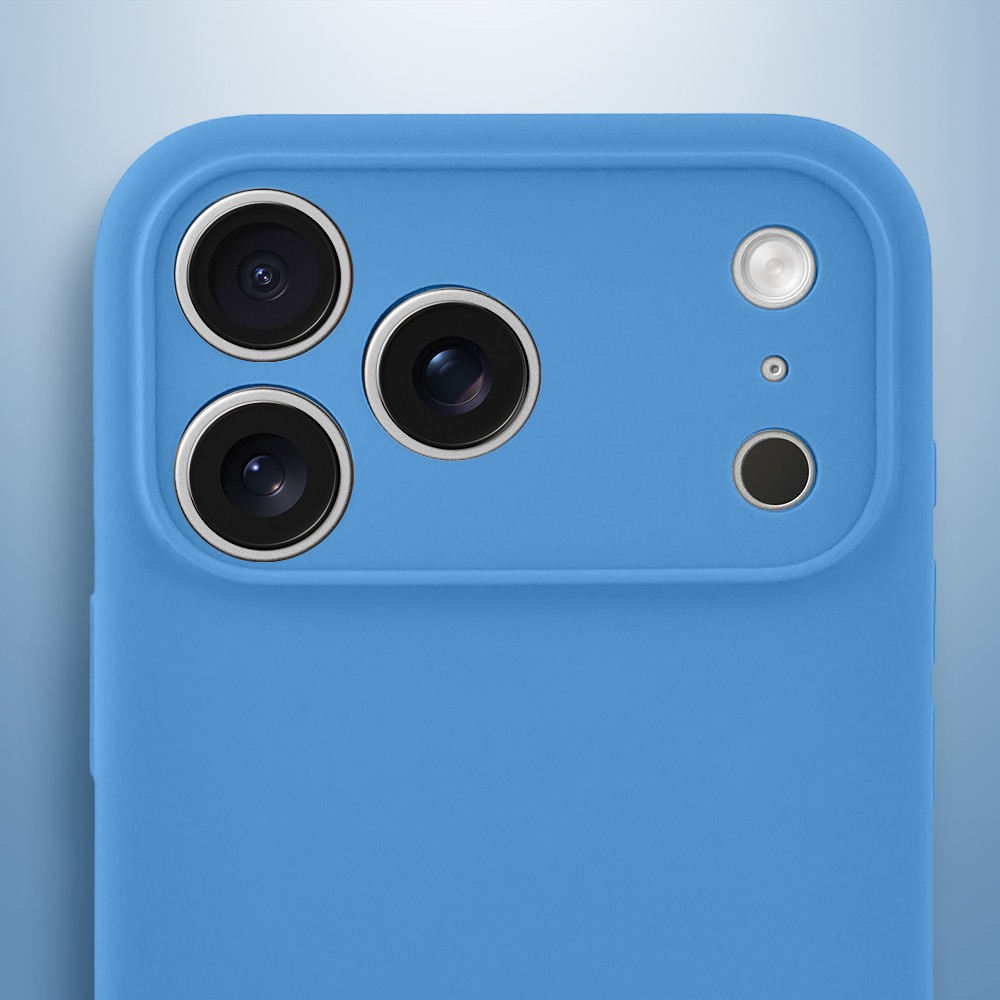 Etui do iPhone 17 Pro silikonowe z mikrofibrą soft touch z osłoną na aparat, niebieskie (3)