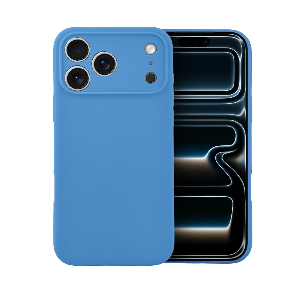 Etui do iPhone 17 Pro Max silikonowe z mikrofibrą soft touch z osłoną na aparat, niebieskie