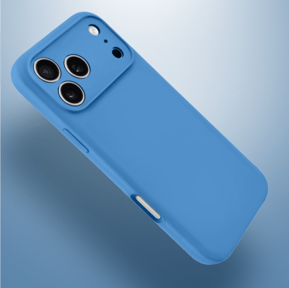 Etui do iPhone 17 Pro silikonowe z mikrofibrą soft touch z osłoną na aparat, niebieskie (9)