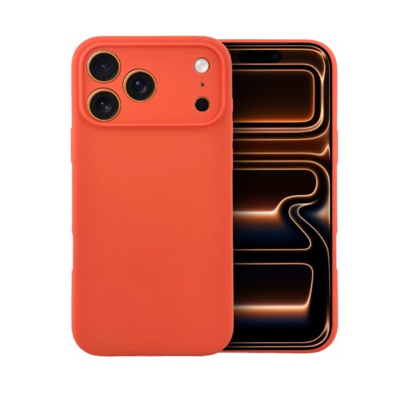 Etui do iPhone 17 Pro silikonowe z mikrofibrą soft touch z osłoną na aparat, pomarańczowe (7)