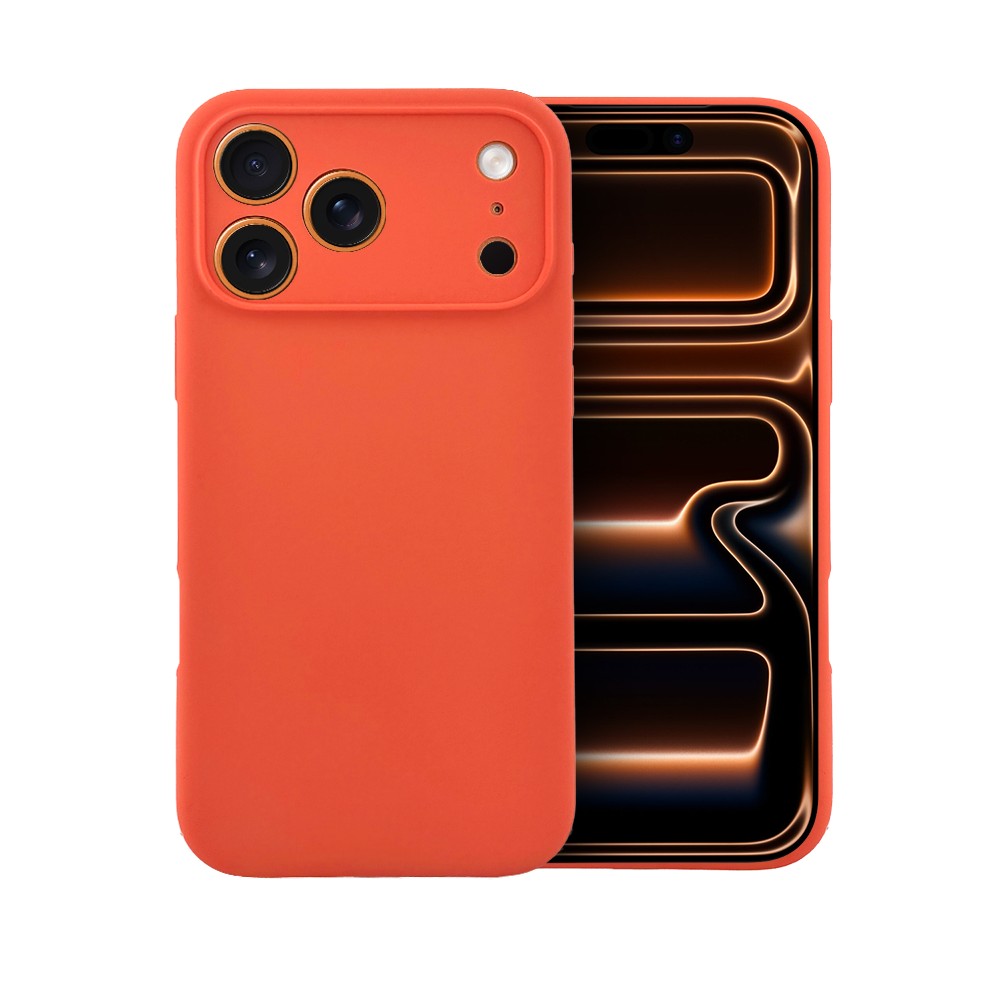 Etui do iPhone 17 Pro Max silikonowe z mikrofibrą soft touch z osłoną na aparat, pomarańczowe