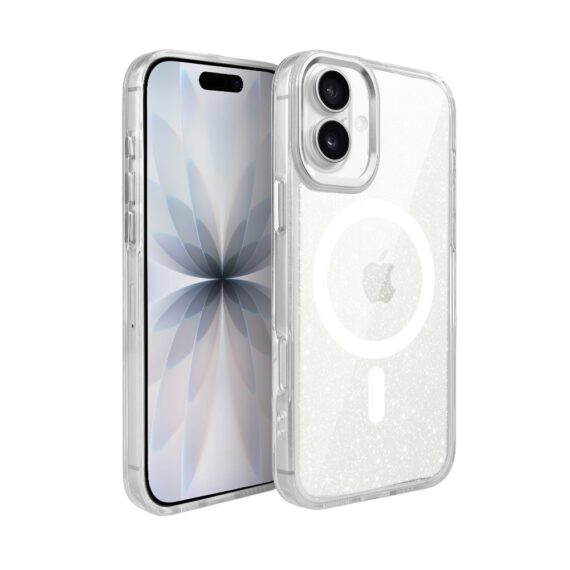 Etui do iPhone 17 Super Hybrid Sparkle z MagSafe, błyszczący, twardy brokatowy tył, metalowe ozdoby, przeźroczyste Artboard 1