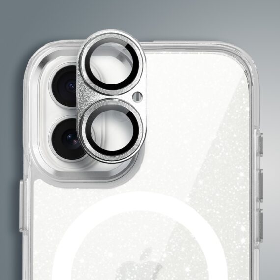 Etui do iPhone 17 Super Hybrid Sparkle z MagSafe, błyszczący, twardy brokatowy tył, metalowe ozdoby, przeźroczyste Obszar kompozycji 7