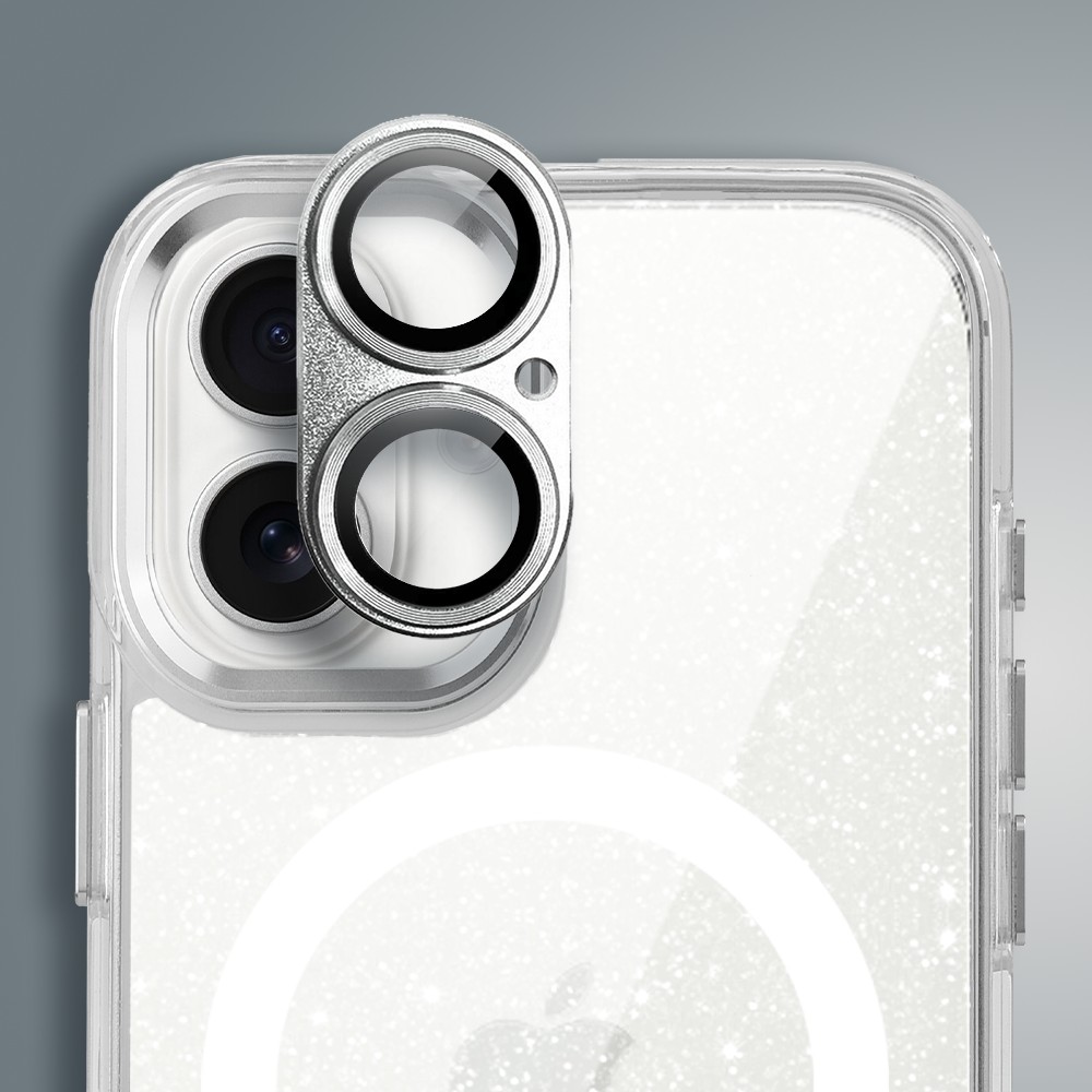 Etui do iPhone 17 Super Hybrid Sparkle z MagSafe, błyszczący, twardy brokatowy tył, metalowe ozdoby, przeźroczyste Obszar kompozycji 7