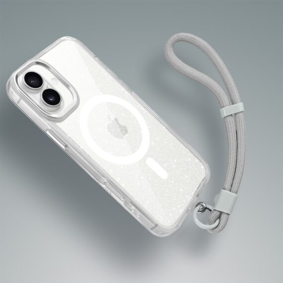 Etui do iPhone 17 Super Hybrid Sparkle z MagSafe, błyszczący, twardy brokatowy tył, metalowe ozdoby, przeźroczyste Obszar kompozycji 8