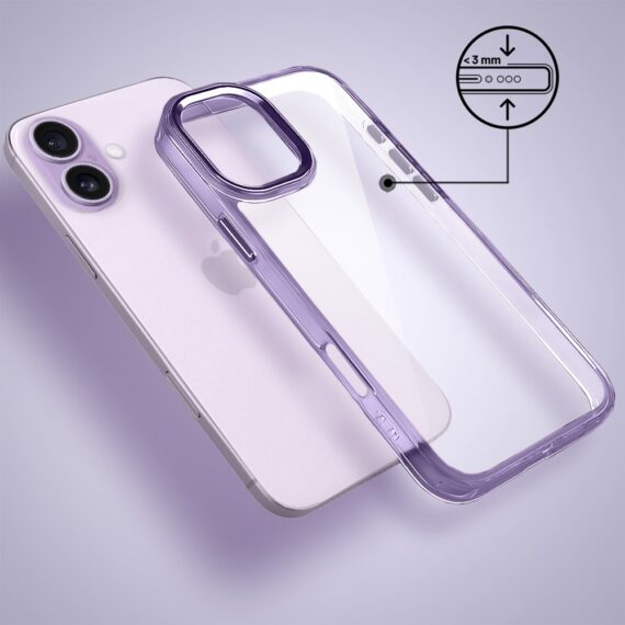 Etui do iPhone 17 Super Hybrid, twardy tył, metalowe ozdoby, lawendowe (2)