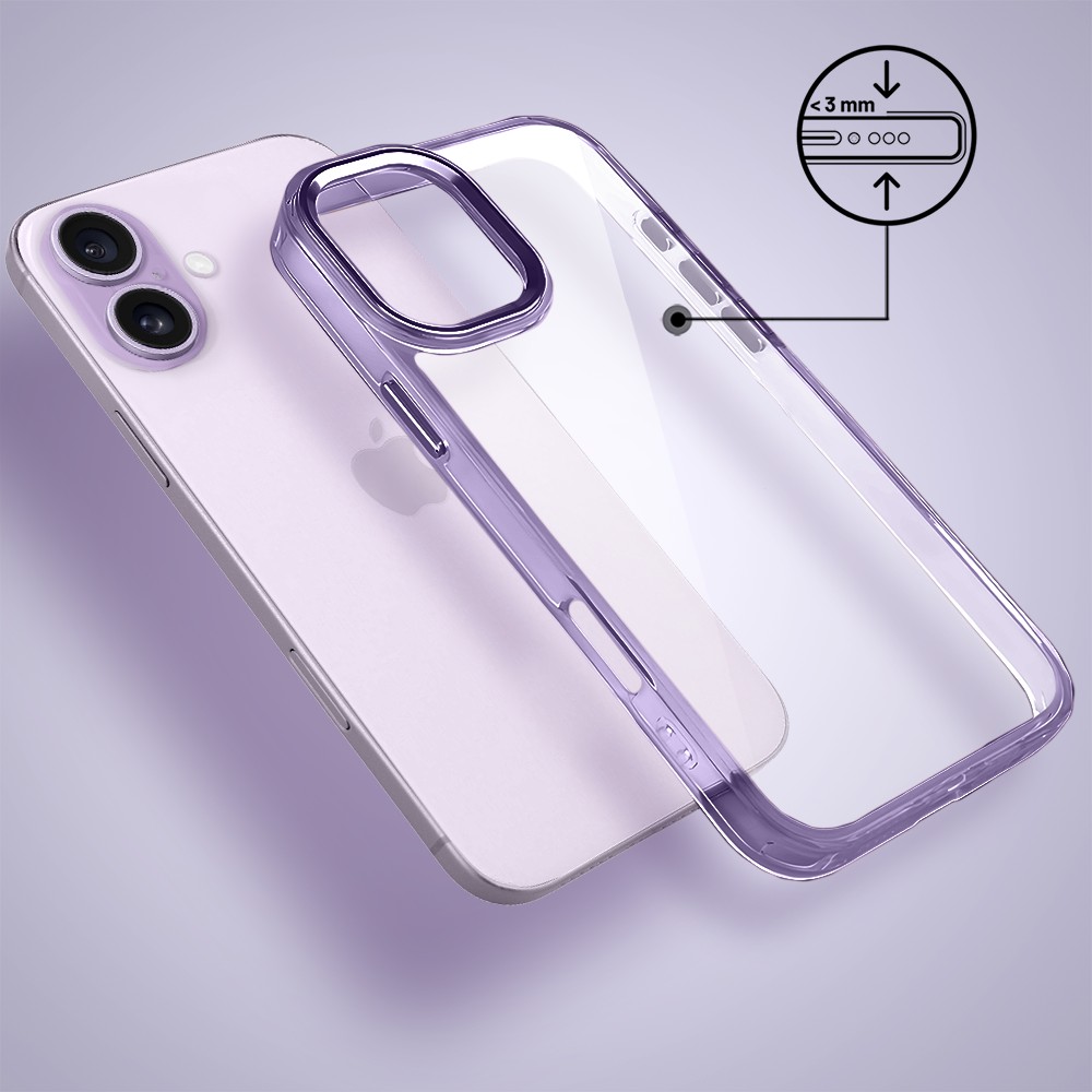 Etui do iPhone 17 Super Hybrid, twardy tył, metalowe ozdoby, lawendowe (2)