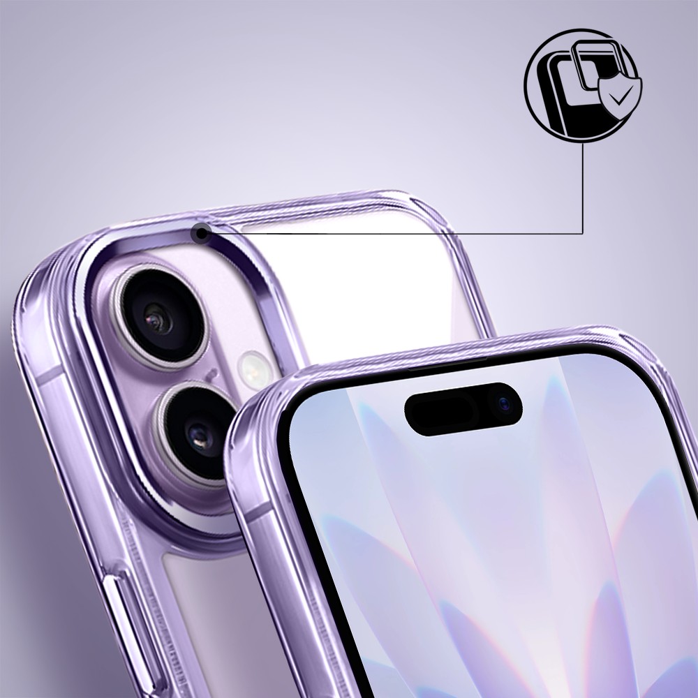 Etui do iPhone 17 Super Hybrid, twardy tył, metalowe ozdoby, lawendowe (3)