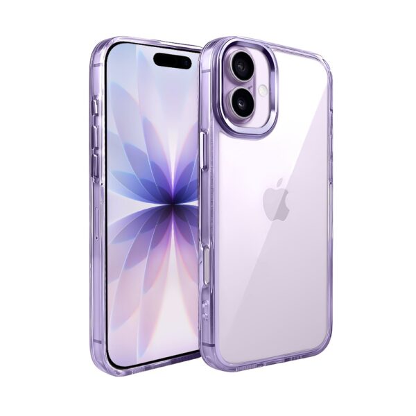 Etui do iPhone 17 Super Hybrid, twardy tył, metalowe ozdoby, lawendowe
