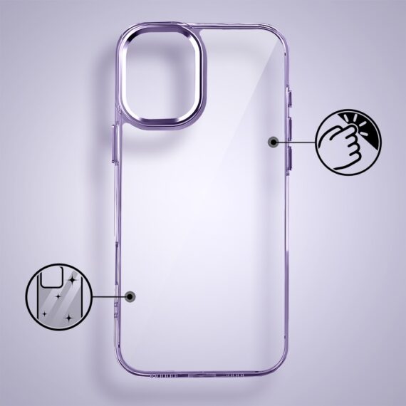 Etui do iPhone 17 Super Hybrid, twardy tył, metalowe ozdoby, lawendowe (8)