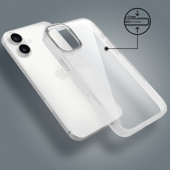 Etui do iPhone 17 Super Hybrid, twardy tył, metalowe ozdoby, przeźroczyste (1)