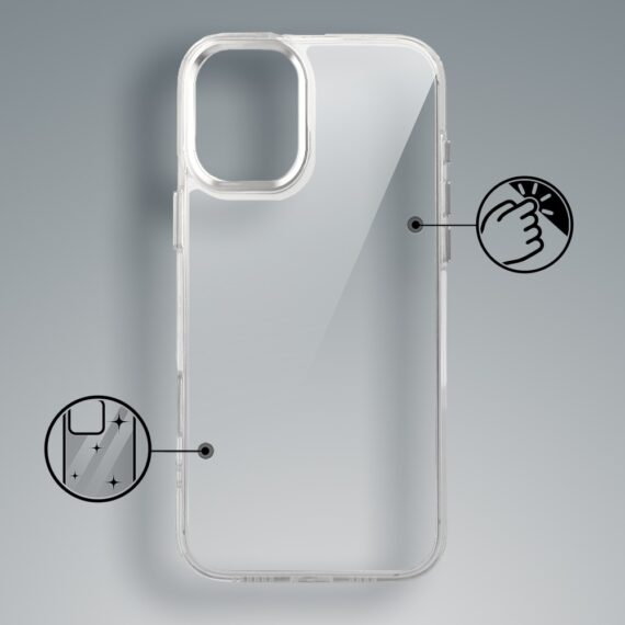 Etui do iPhone 17 Super Hybrid, twardy tył, metalowe ozdoby, przeźroczyste (7)