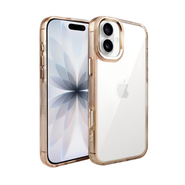 Etui do iPhone 17 Super Hybrid, twardy tył, metalowe ozdoby, tytan pustynny