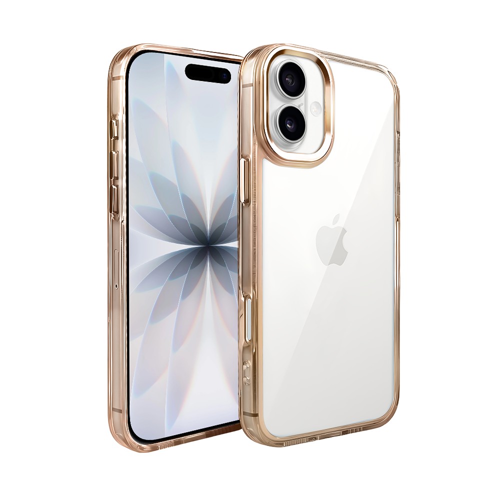 Etui do iPhone 17 Super Hybrid, twardy tył, metalowe ozdoby, tytan pustynny