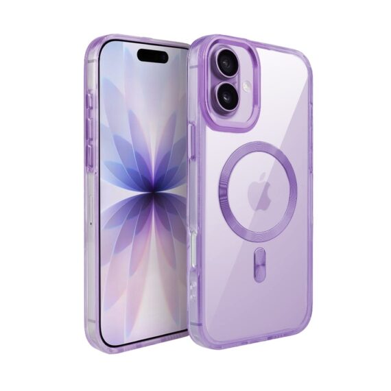 Etui do iPhone 17 Super Hybrid z MagSafe, twardy tył, metalowe ozdoby, lawendowe (6)