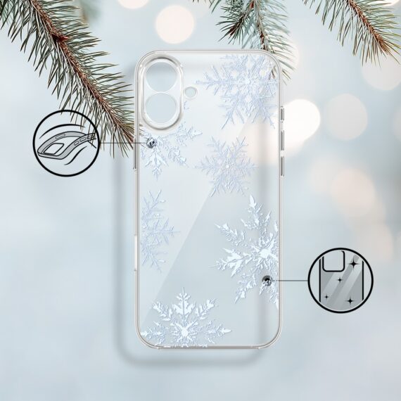 Etui do iPhone 17, płatki śniegu, przeźroczyste 17-1