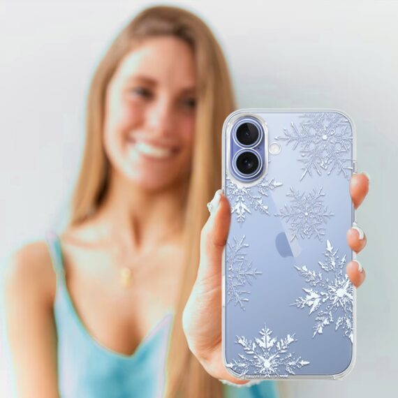 Etui do iPhone 17, płatki śniegu, przeźroczyste 17-4