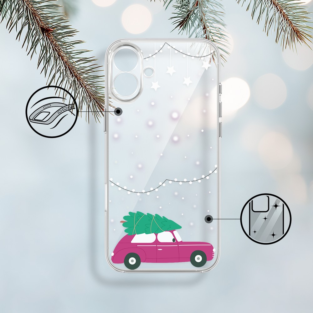 Etui do iPhone 17, podróż do świąt, przeźroczyste 17-1