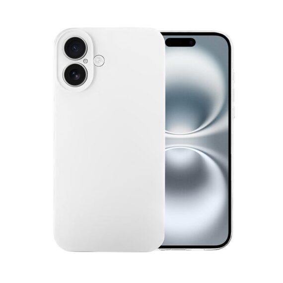 Etui do iPhone 17 silikonowe z mikrofibrą soft touch z osłoną na aparat, białe alabastrowe (5)