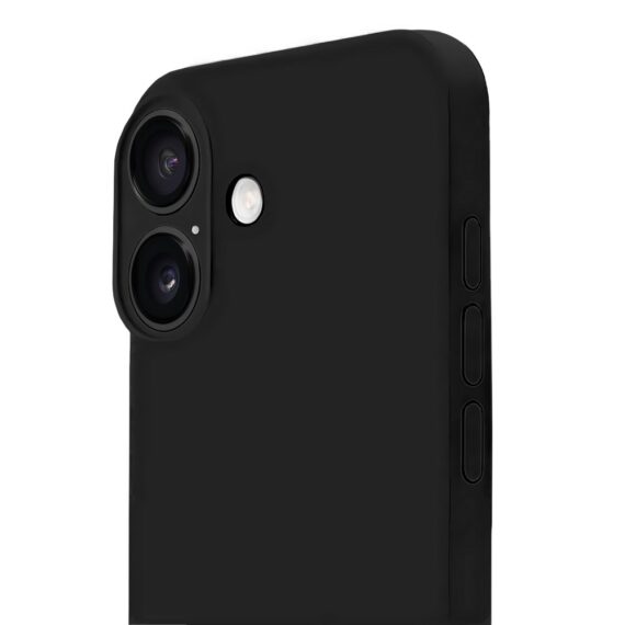 Etui do iPhone 17 silikonowe z mikrofibrą soft touch z osłoną na aparat, czarne (2)