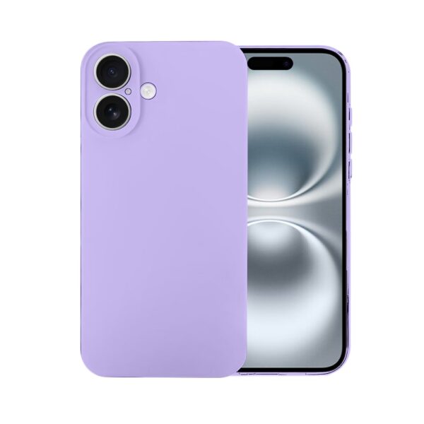 Etui do iPhone 17 silikonowe z mikrofibrą soft touch z osłoną na aparat, fioletowe liliowe