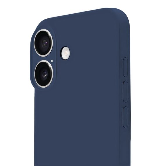 Etui do iPhone 17 silikonowe z mikrofibrą soft touch z osłoną na aparat, granatowe (2)