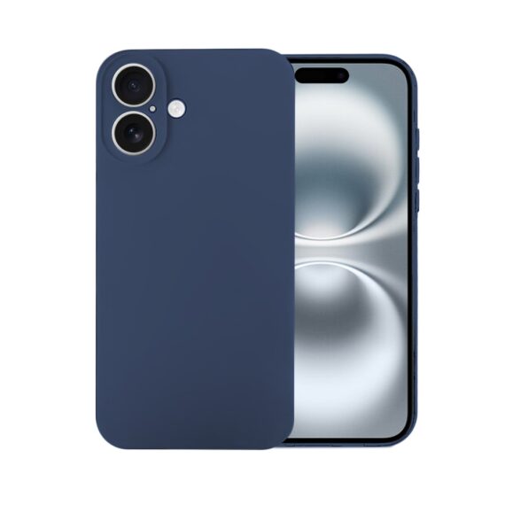 Etui do iPhone 17 silikonowe z mikrofibrą soft touch z osłoną na aparat, granatowe (7)