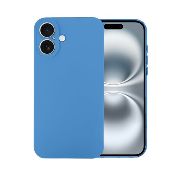 Etui do iPhone 17 silikonowe z mikrofibrą soft touch z osłoną na aparat, niebieskie