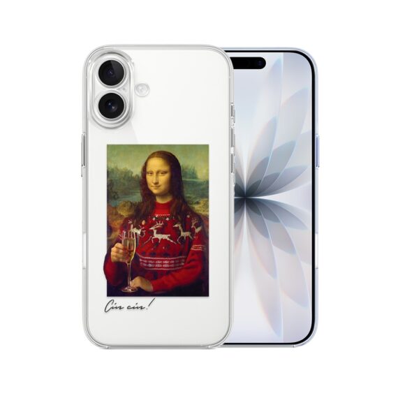 Etui do iPhone 17, świąteczna Mona Lisa z szampanem, przeźroczyste 17