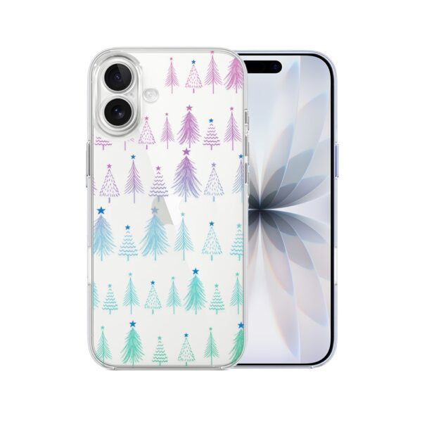 Etui do iPhone 17, świąteczny las choinek, przeźroczyste
