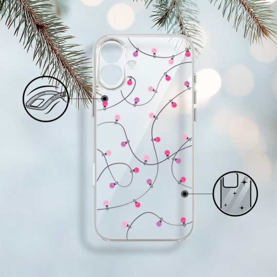 Etui do iPhone 17, światełka świąteczne, przeźroczyste 17-1