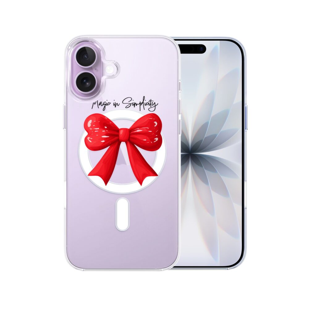Etui do iPhone 17 z MagSafe, Przytulne święta, Czerwona kokarda, przeźroczyste 17
