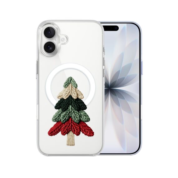 Etui do iPhone 17 z MagSafe, Przytulne święta, Dziana choinka, przeźroczyste 17