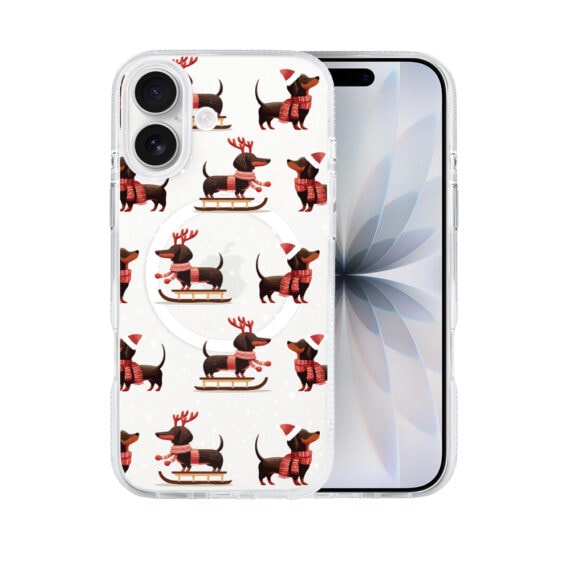 Etui-do-iPhone-17-z-MagSafe-Przytulne-swieta-Jamniki-na-saniach-przezroczyste-5